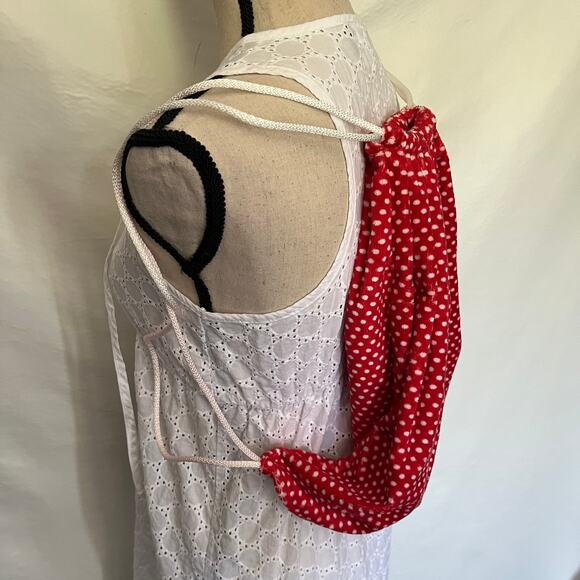 SEW SWEET MINKY Designs DrawString Tote Bag Red White Polka Dots NWT - Picture 3 of 10